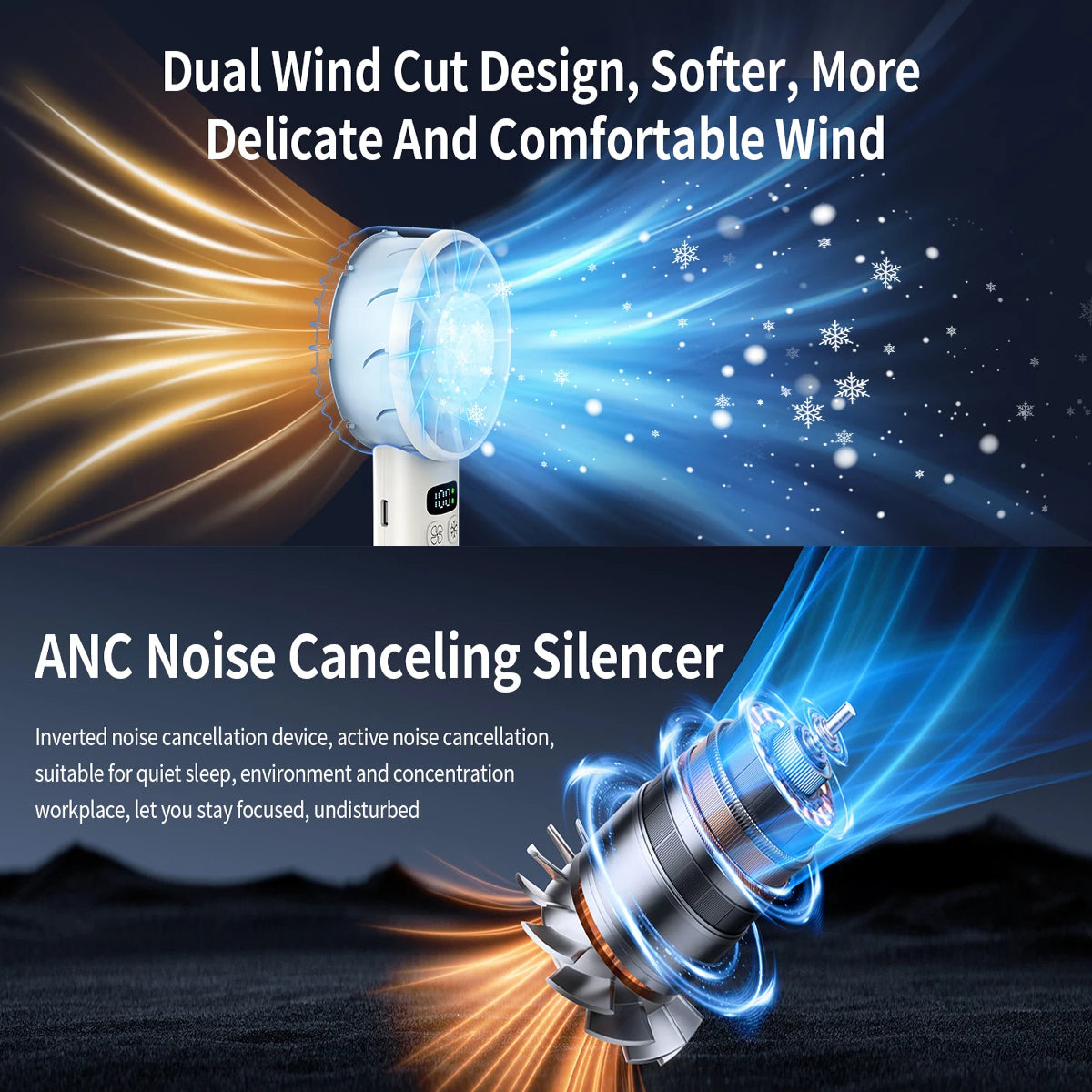 Ceriszax Rechargeable Portable Fan – Ultra-Compact Handheld Design, High-Velocity Speeds & Long-Life Battery