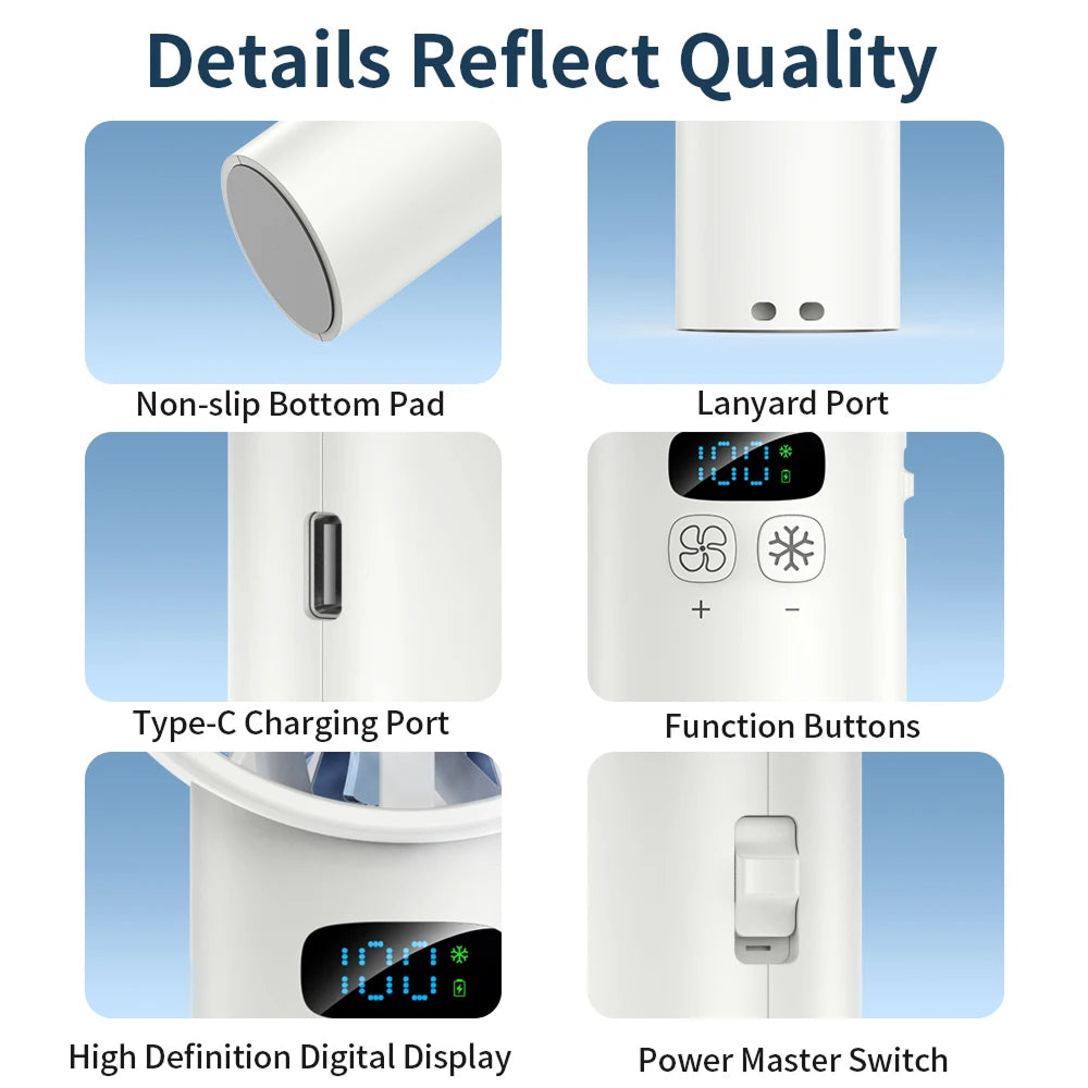 Ceriszax Rechargeable Portable Fan – Ultra-Compact Handheld Design, High-Velocity Speeds & Long-Life Battery