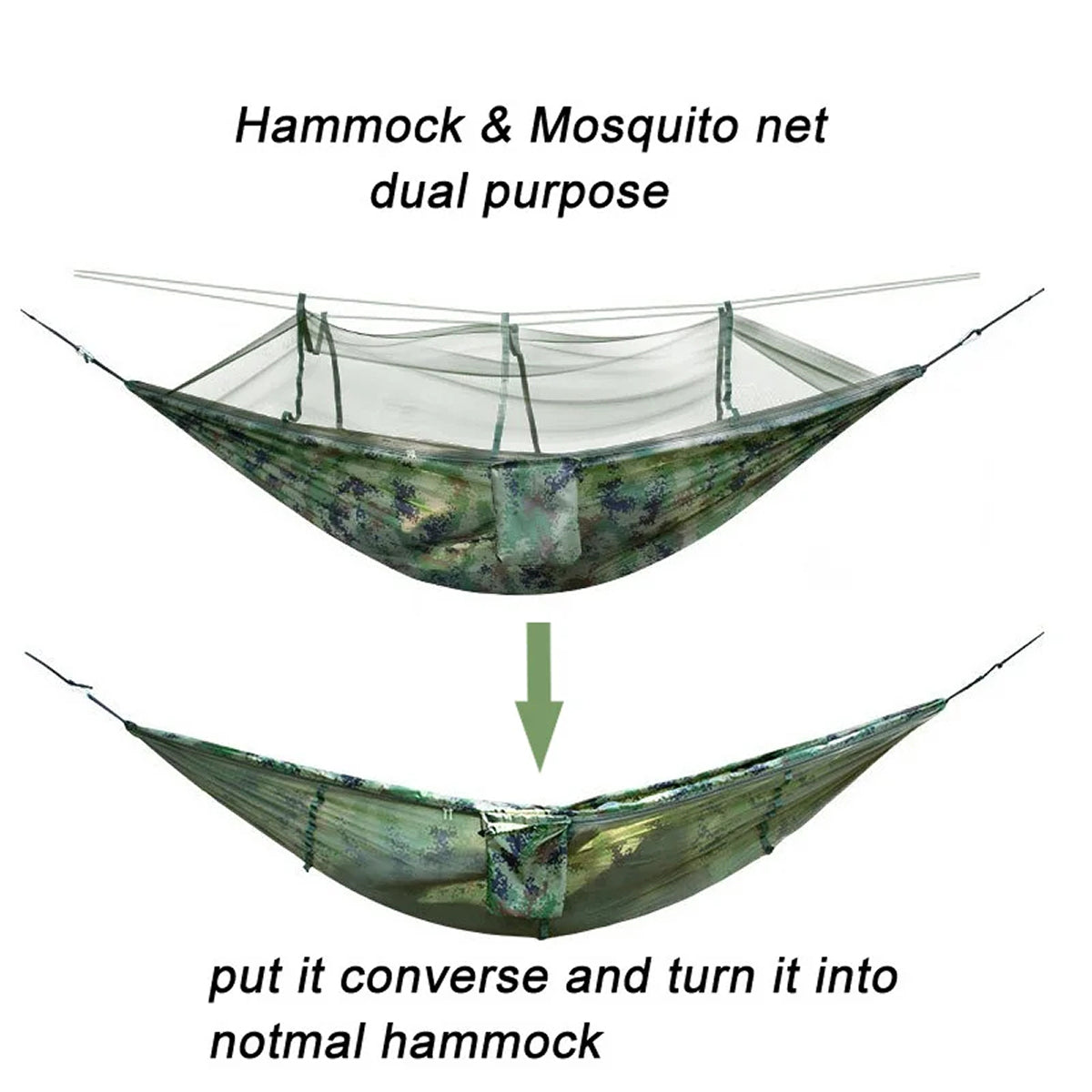 HamoxCix 2-Person Camping Hammock – 210T Tear-Proof Parachute Nylon, Heavy-Duty Straps & Compact Pouch