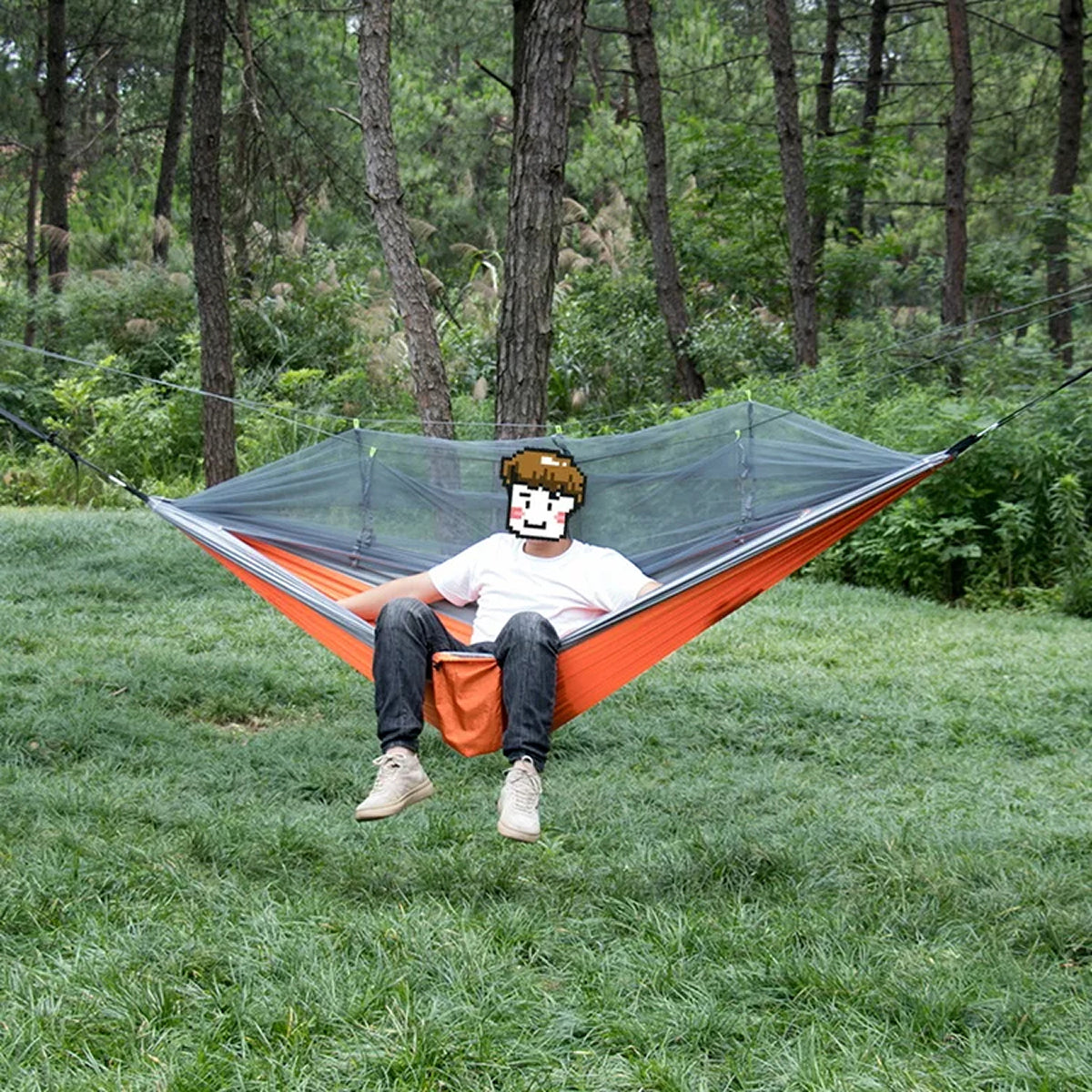HamoxCix 2-Person Camping Hammock – 210T Tear-Proof Parachute Nylon, Heavy-Duty Straps & Compact Pouch
