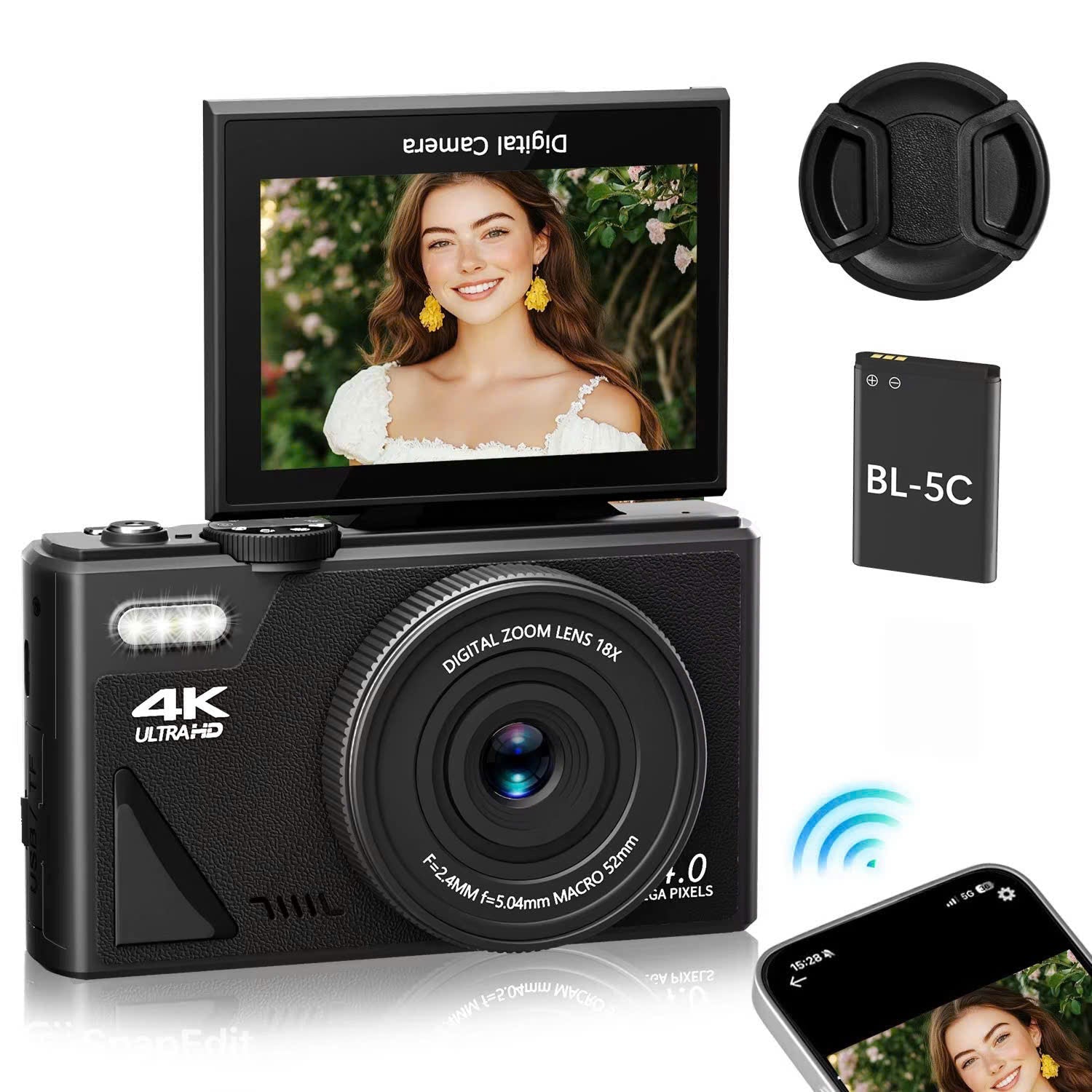 NotaImic 48MP Point and Shoot Camera – 4K Ultra HD Video, 16X Digital Zoom & 2.8