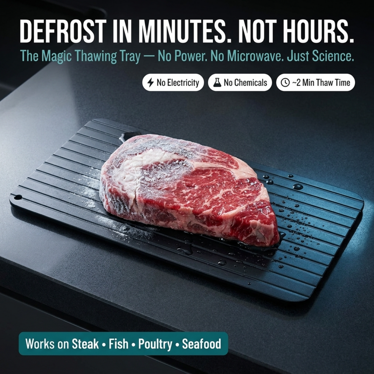 JiDetrax Aluminium Alloy Fast Thawing Meat Tray with Brush