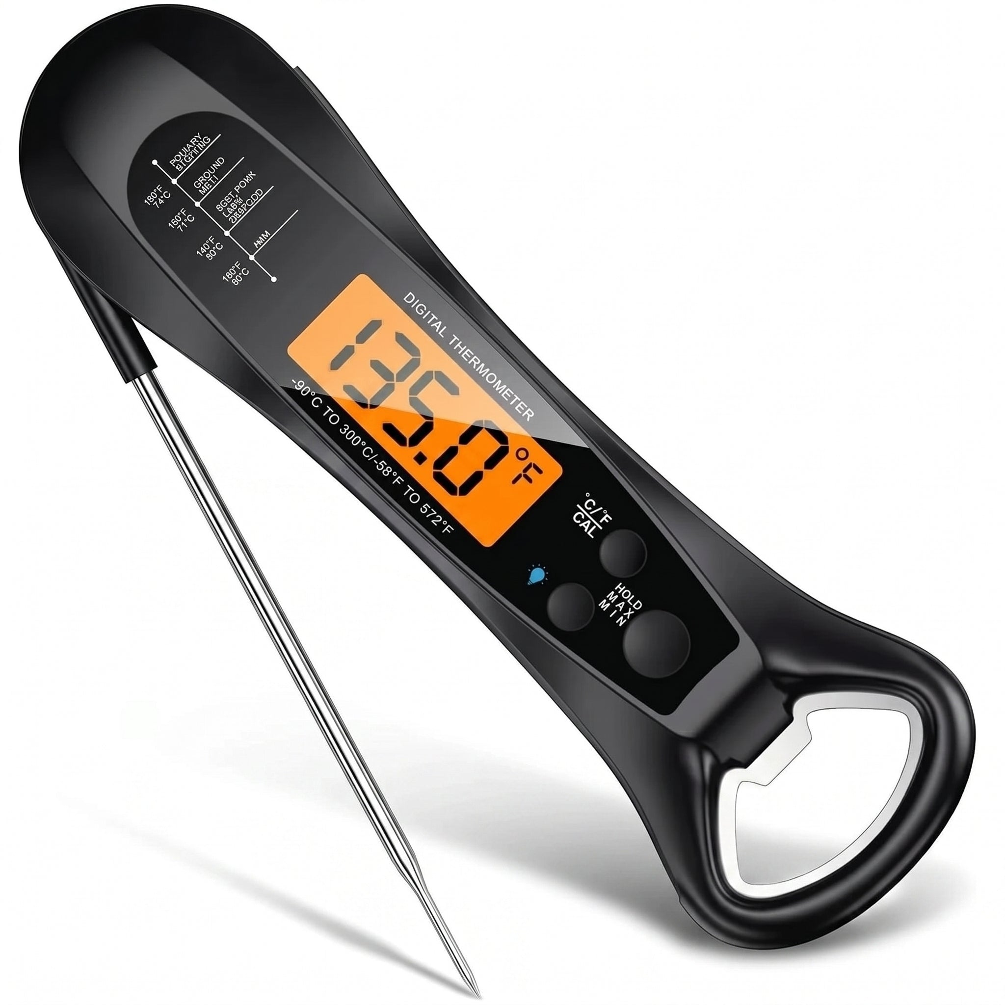 FodiVist Meat Thermometer Instant Read 2-3 Sec ±0.9°F Waterproof Backlit LED Calibration