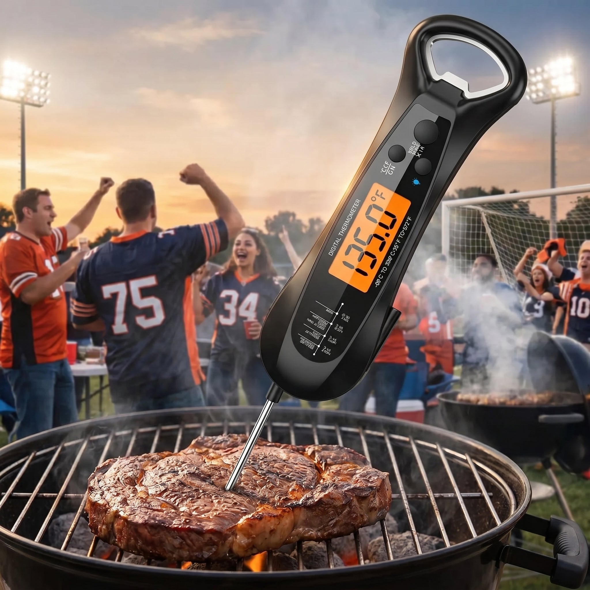 FodiVist Meat Thermometer Instant Read 2-3 Sec ±0.9°F Waterproof Backlit LED Calibration