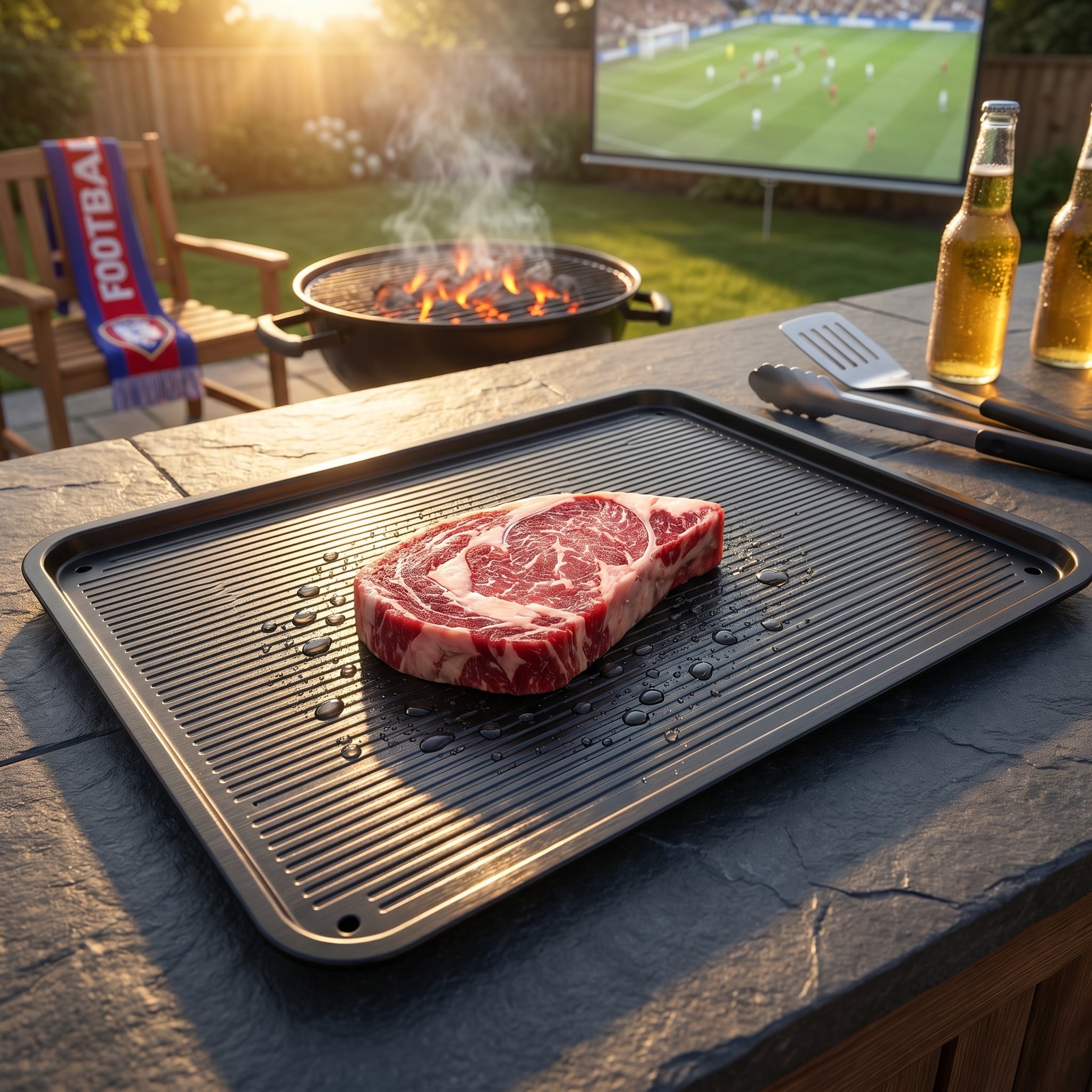 JiDetrax Aluminium Alloy Fast Thawing Meat Tray with Brush