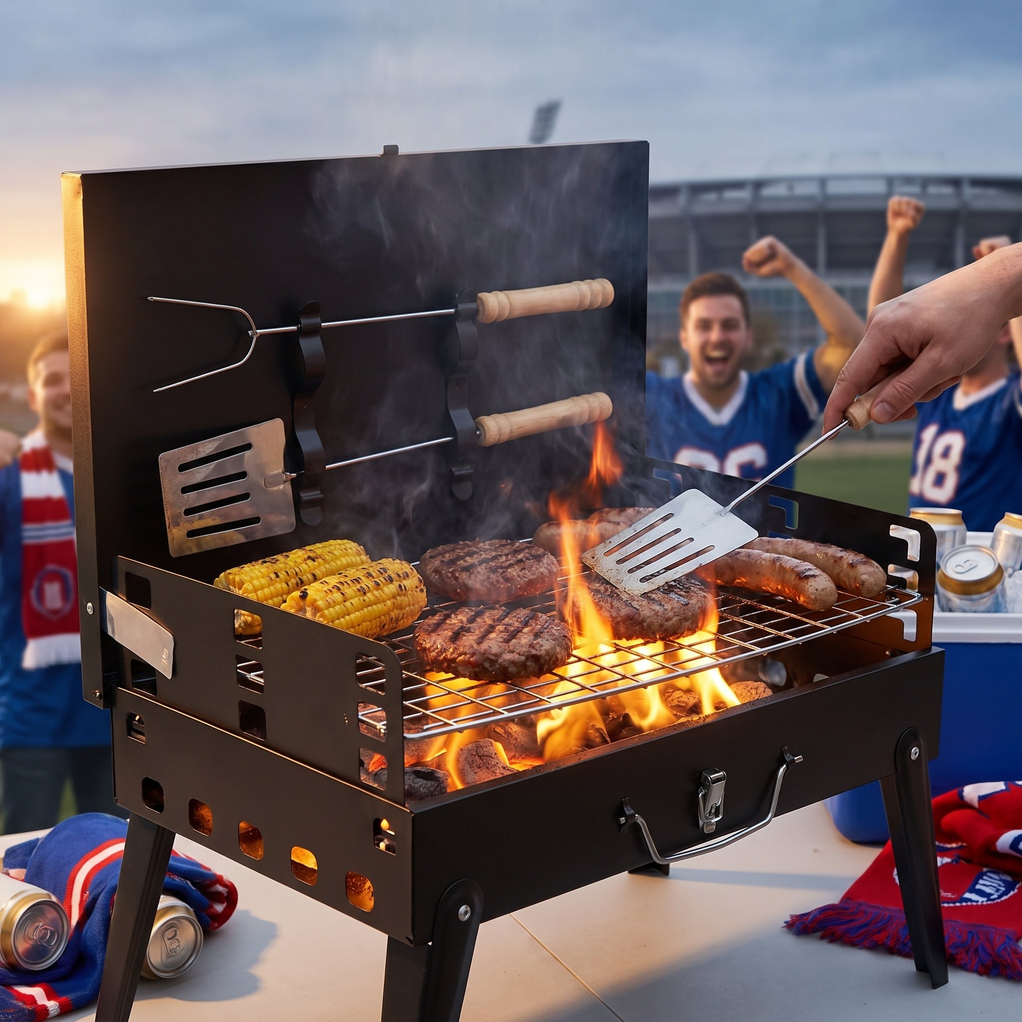 ChaxiCovi Portable Foldable Charcoal BBQ Grill for Camping & Tailgating