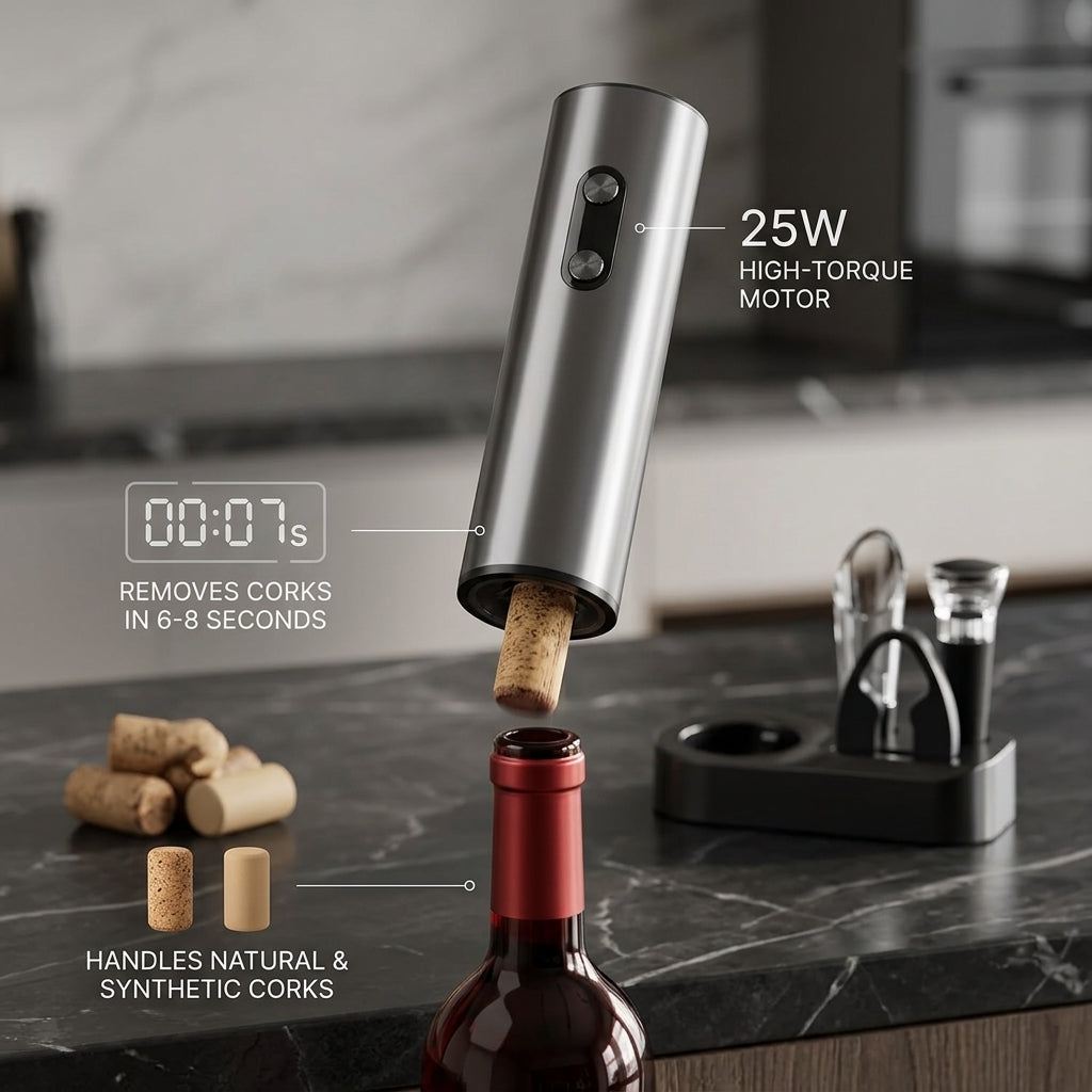EnziVine Electric Wine Opener Set 5-Piece with 8-Second Rapid Extraction
