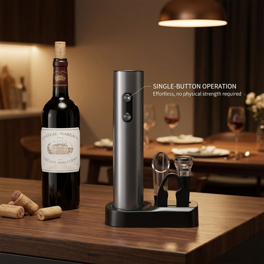 EnziVine Electric Wine Opener Set 5-Piece with 8-Second Rapid Extraction
