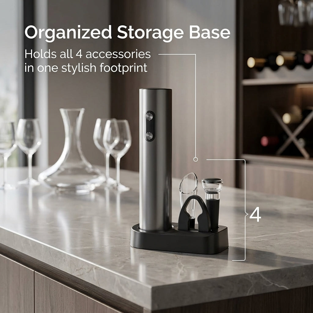 EnziVine Electric Wine Opener Set 5-Piece with 8-Second Rapid Extraction