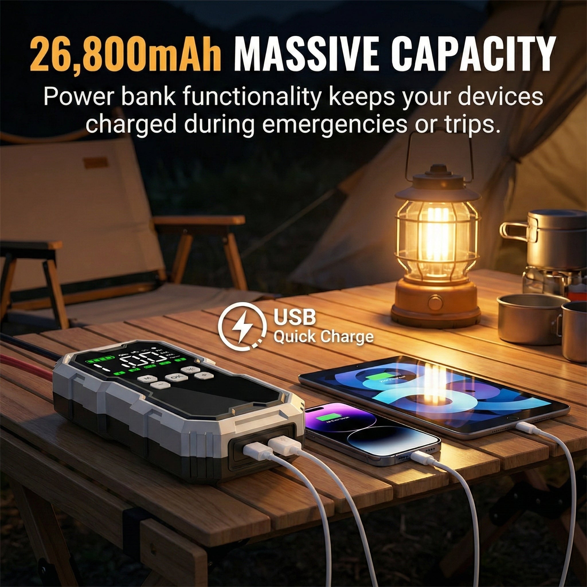 StartZapo V2 7000A Jump Starter – 150 PSI Air Compressor & 26,800mAh Portable Power Bank