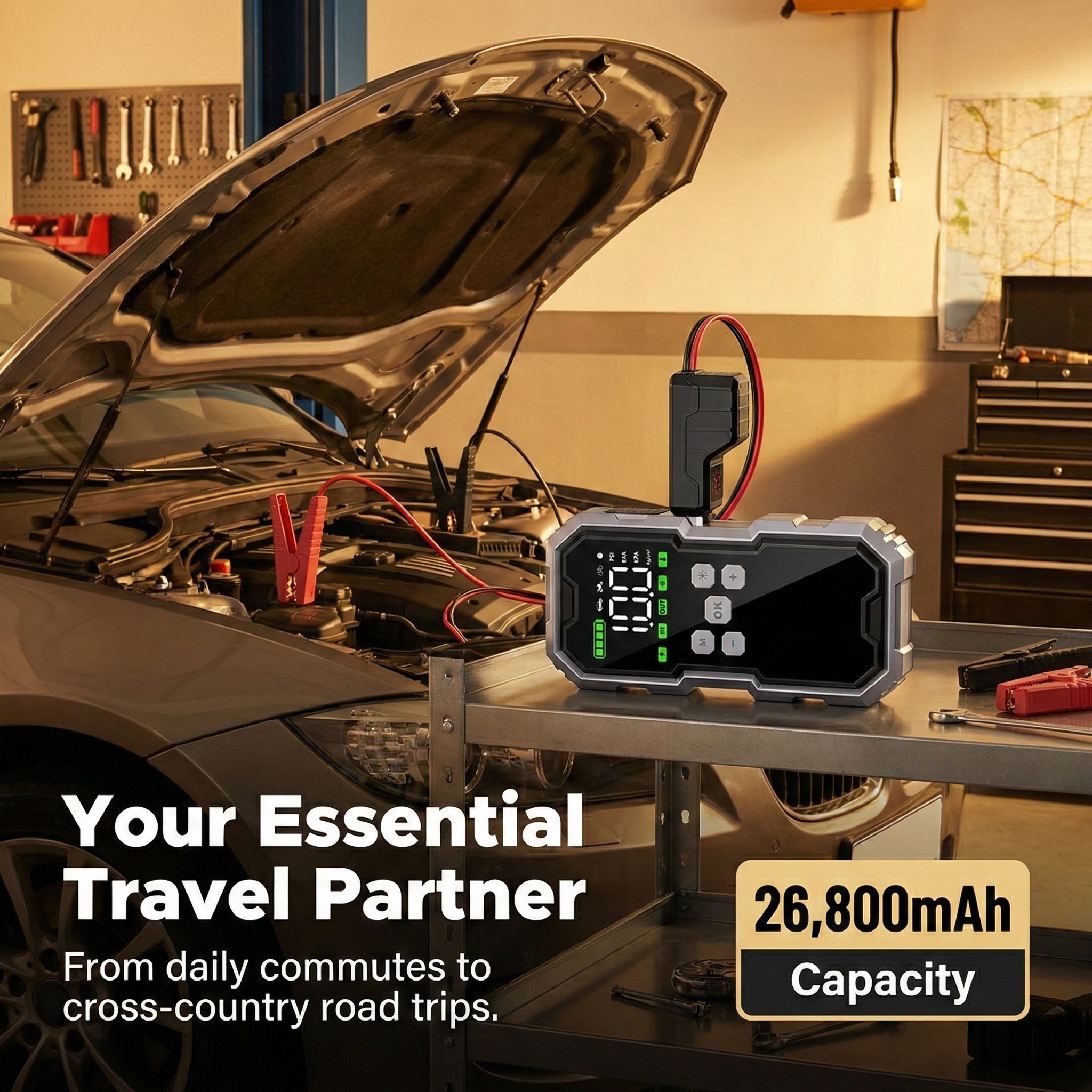 StartZapo V2 7000A Jump Starter – 150 PSI Air Compressor & 26,800mAh Portable Power Bank