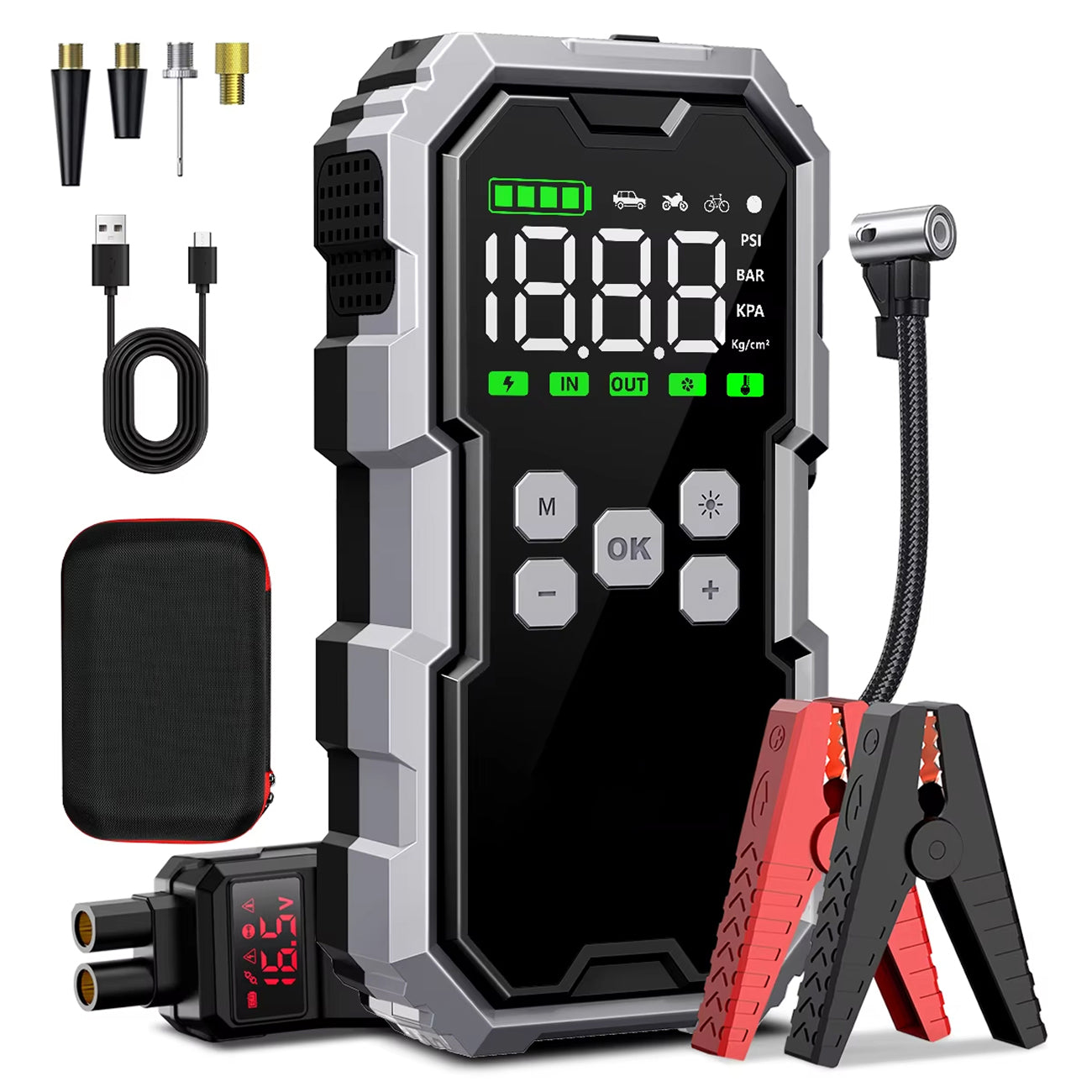 StartZapo V2 7000A Jump Starter – 150 PSI Air Compressor & 26,800mAh Portable Power Bank