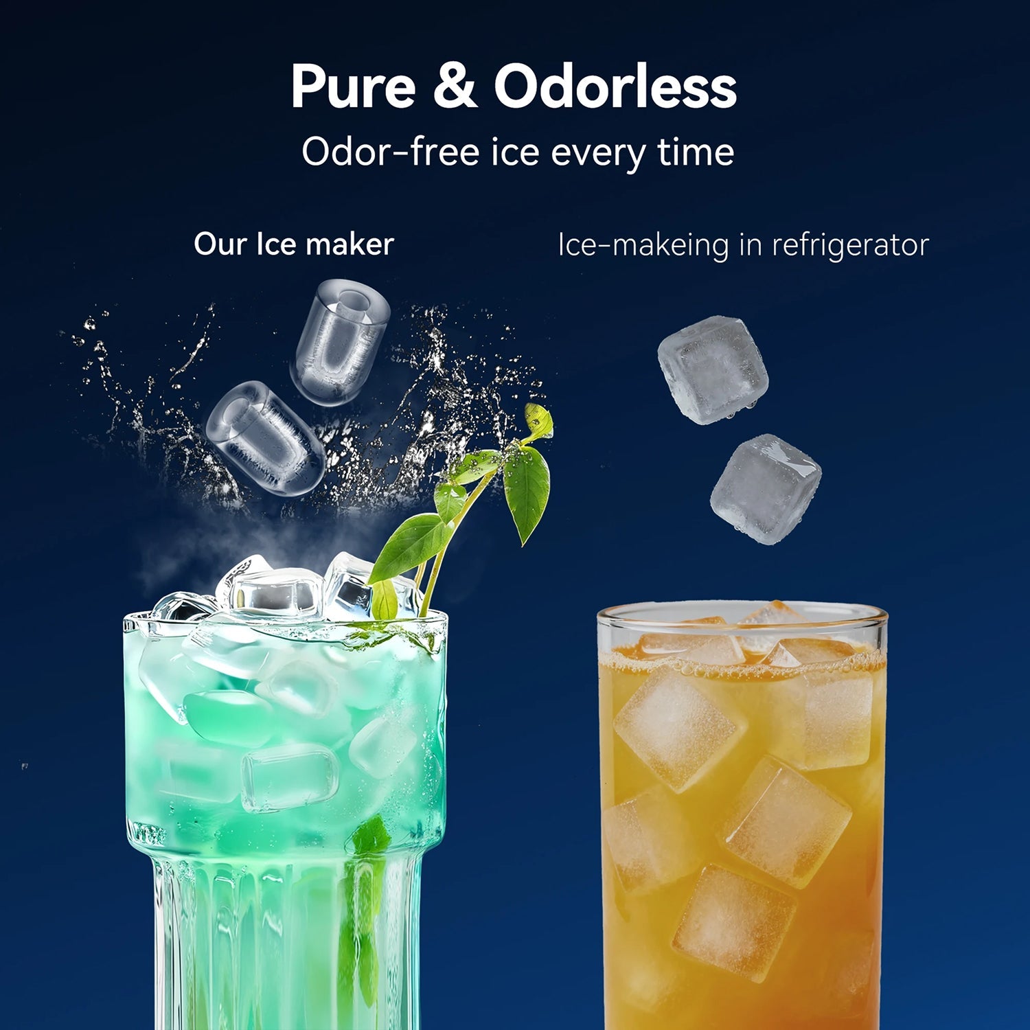 UrisFres Countertop Ice Maker – Rapid 6-Minute Production, 26lbs Daily Output & Self-Cleaning Mode