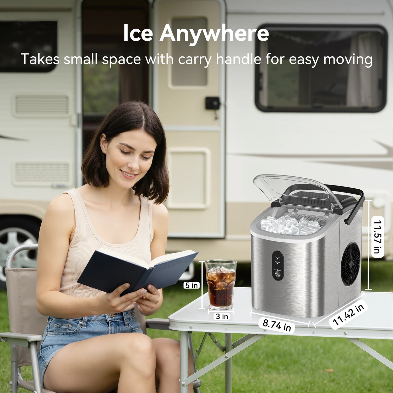 UrisFres Countertop Ice Maker – Rapid 6-Minute Production, 26lbs Daily Output & Self-Cleaning Mode