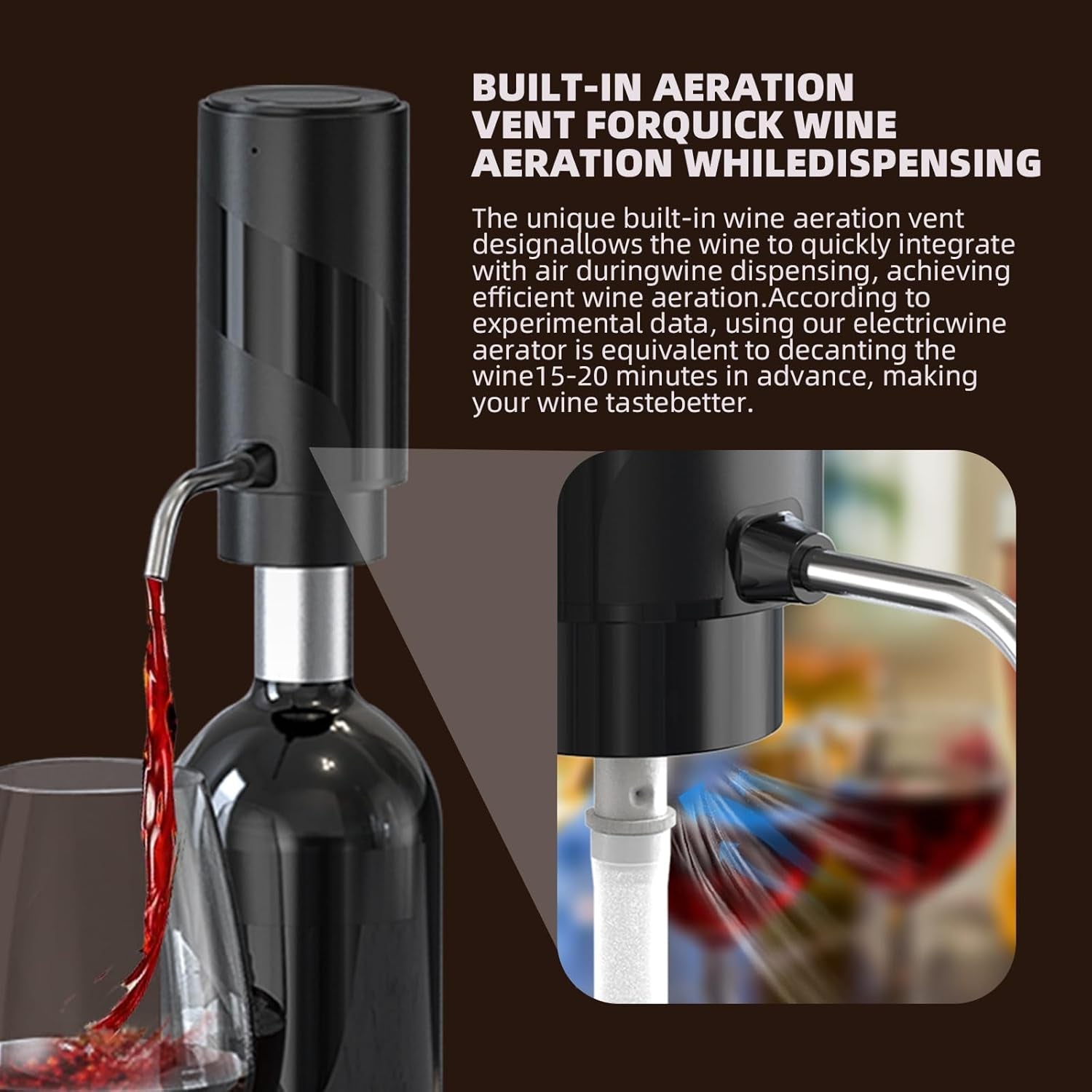 AciWemi Instant Wine Aerator – Professional Flavor Enhancement, One-Touch Multi-Stage Pourer & Smart Seal
