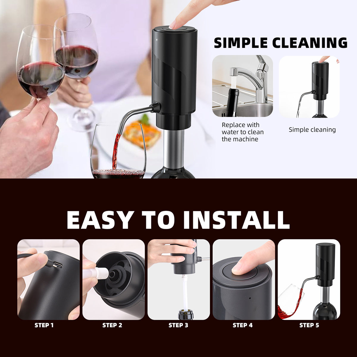 AciWemi Instant Wine Aerator – Professional Flavor Enhancement, One-Touch Multi-Stage Pourer & Smart Seal
