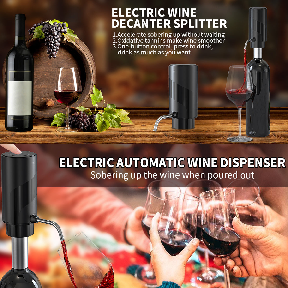 AciWemi Instant Wine Aerator – Professional Flavor Enhancement, One-Touch Multi-Stage Pourer & Smart Seal