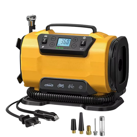 AiriPaxi Portable Air Compressor 150 PSI Dual-Power AC/DC Inflator with Auto-Stop