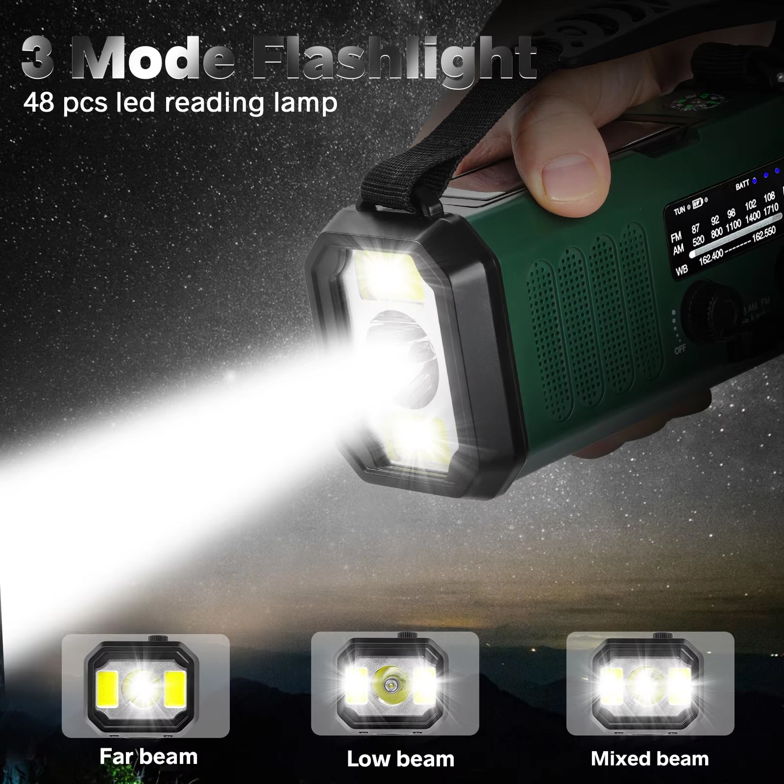 AlertWavi 4000mAh Emergency Power – Solar/Crank/USB Charging, NOAA Alerts & SOS Siren