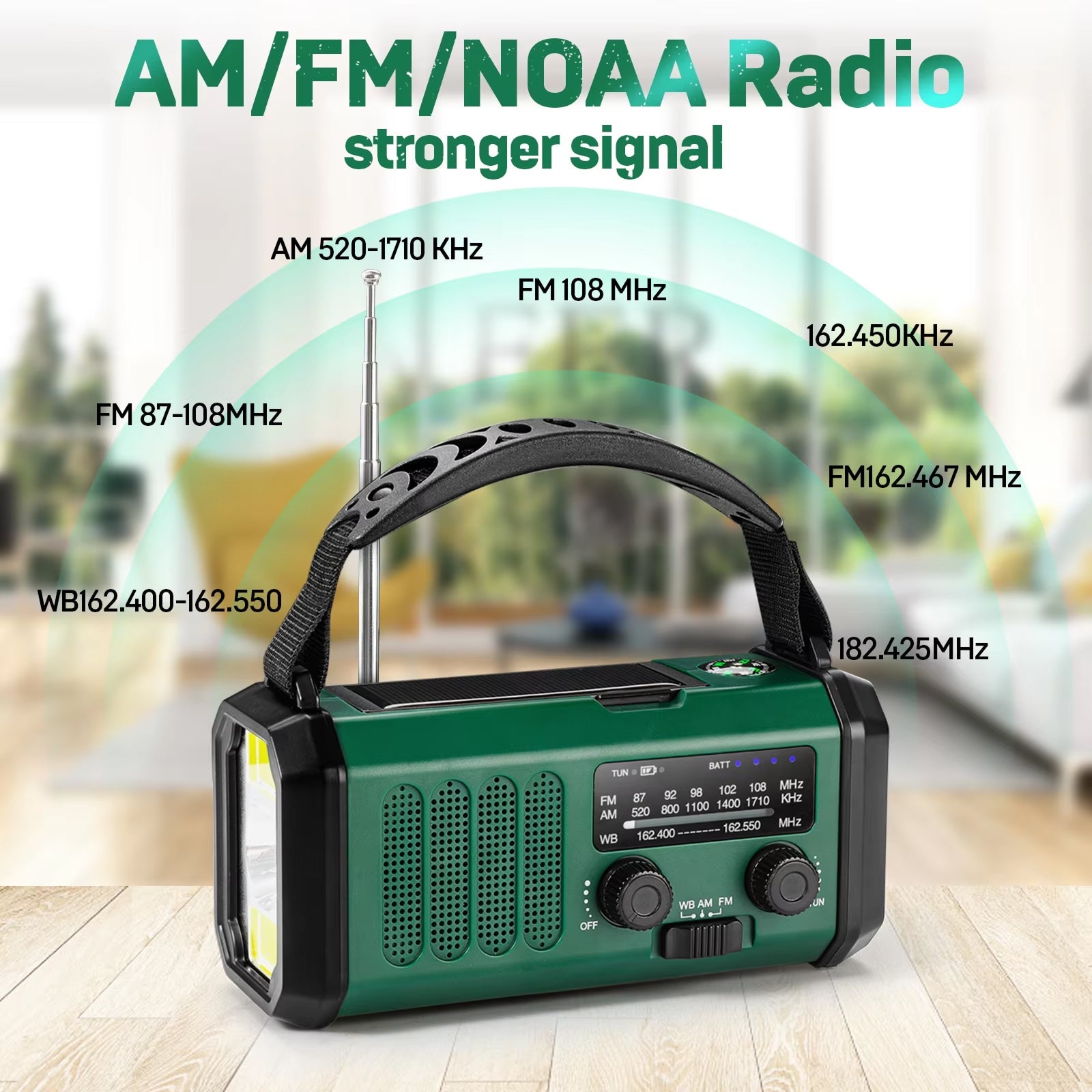 AlertWavi 4000mAh Emergency Power – Solar/Crank/USB Charging, NOAA Alerts & SOS Siren