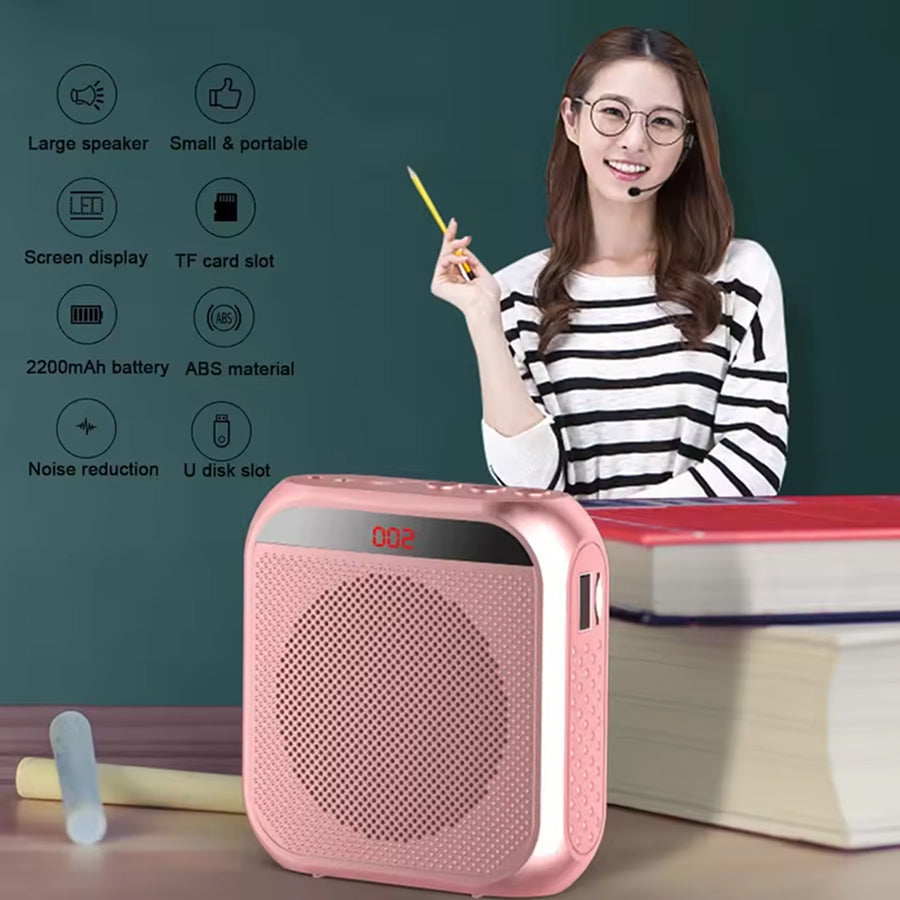AmpiVoci Portable Voice Amplifier – 15W High Power, Rechargeable Battery & Wired Microphone Headset