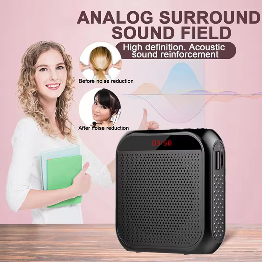 AmpiVoci Portable Voice Amplifier – 15W High Power, Rechargeable Battery & Wired Microphone Headset