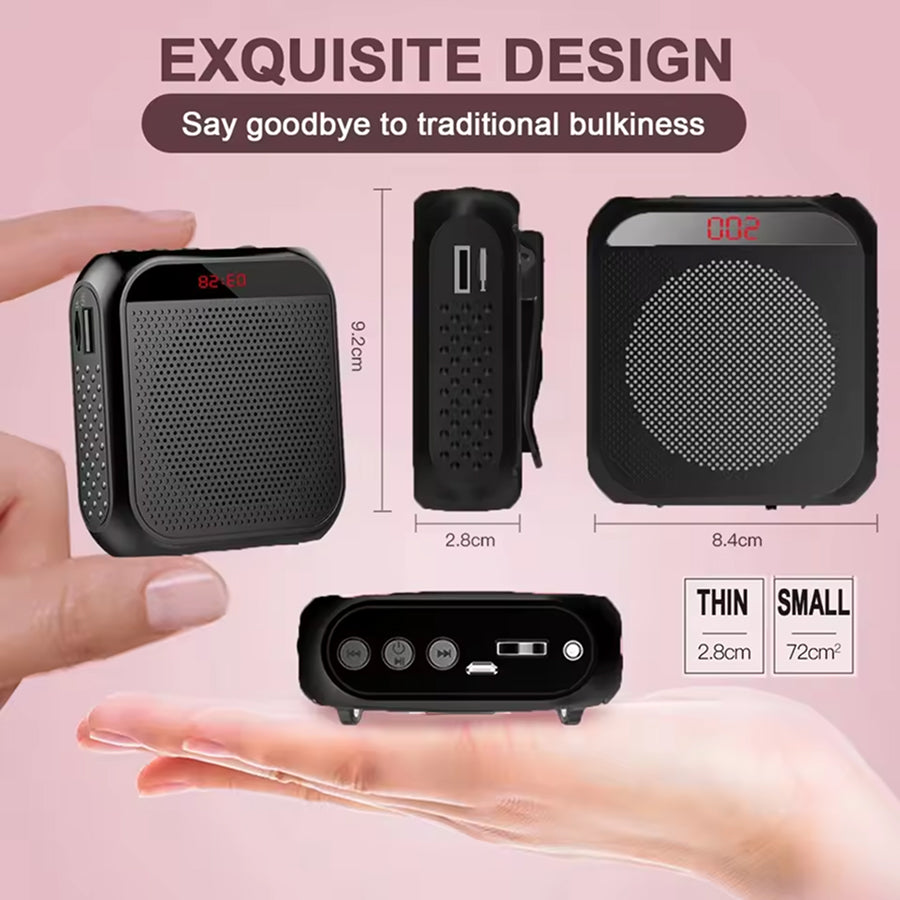 AmpiVoci Portable Voice Amplifier – 15W High Power, Rechargeable Battery & Wired Microphone Headset