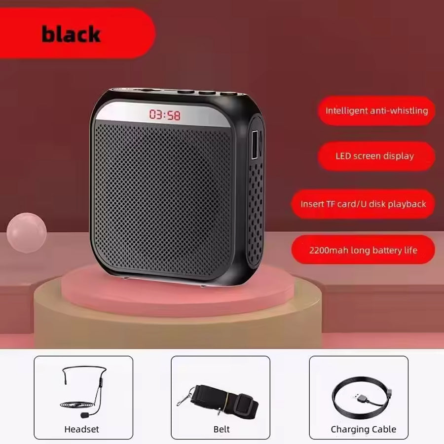 AmpiVoci Portable Voice Amplifier – 15W High Power, Rechargeable Battery & Wired Microphone Headset
