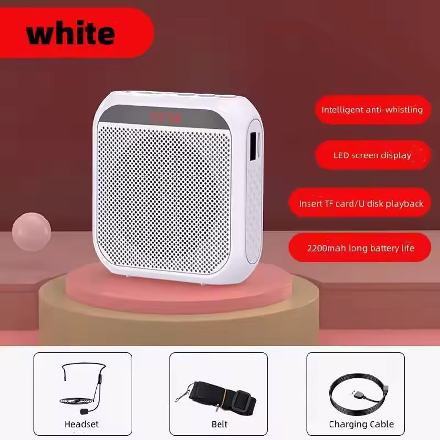 AmpiVoci Portable Voice Amplifier – 15W High Power, Rechargeable Battery & Wired Microphone Headset