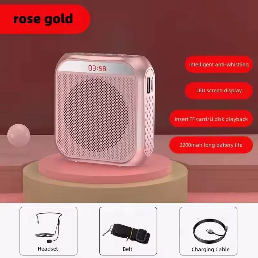 AmpiVoci Portable Voice Amplifier – 15W High Power, Rechargeable Battery & Wired Microphone Headset