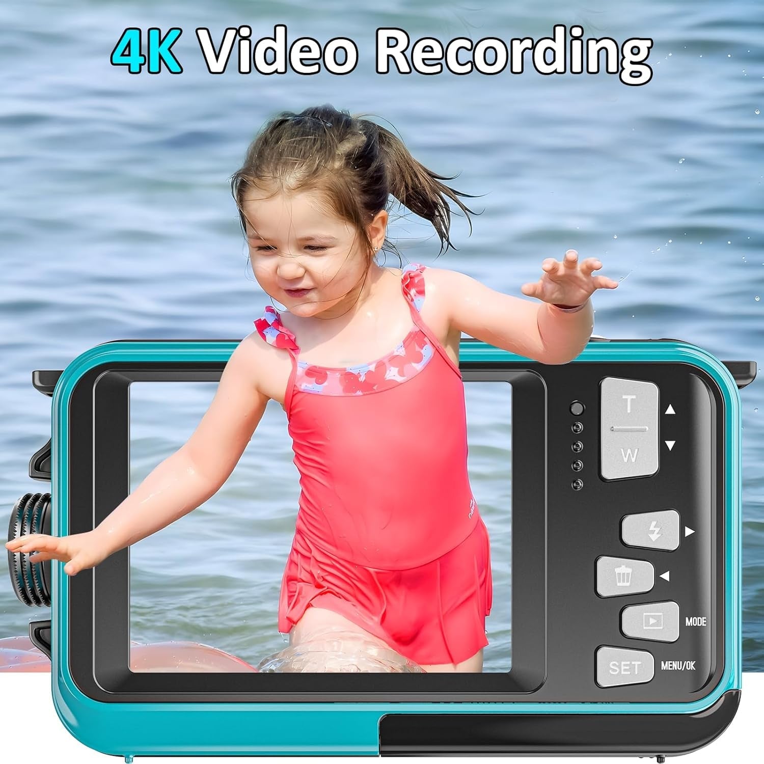 ShotCorix 4K UHD Waterproof Digital Camera – 56MP Dual Screen, 11ft Underwater Selfie Design