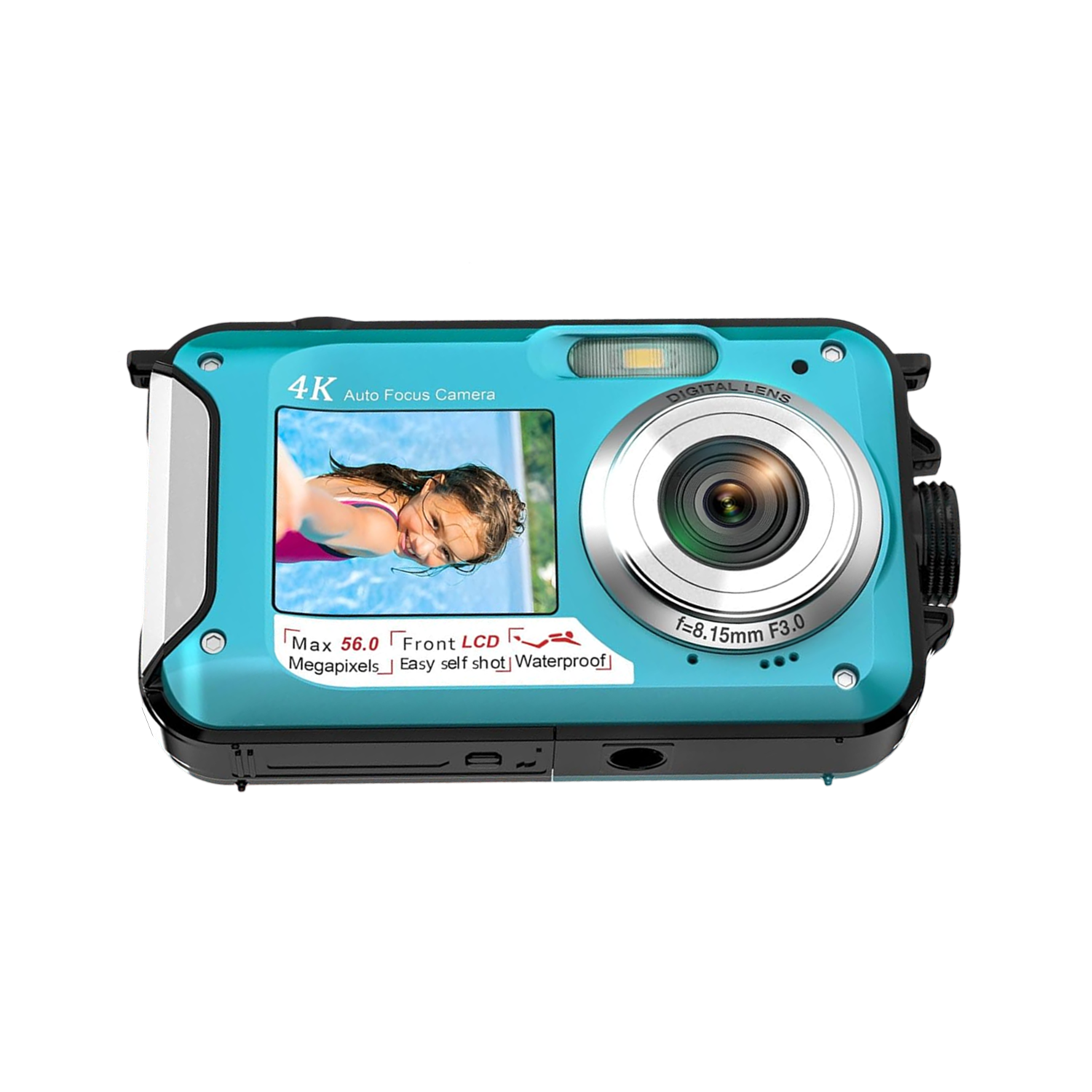 ShotCorix 4K UHD Waterproof Digital Camera – 56MP Dual Screen, 11ft Underwater Selfie Design