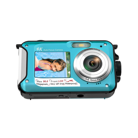 ShotCorix 4K UHD Waterproof Digital Camera – 56MP Dual Screen, 11ft Underwater Selfie Design