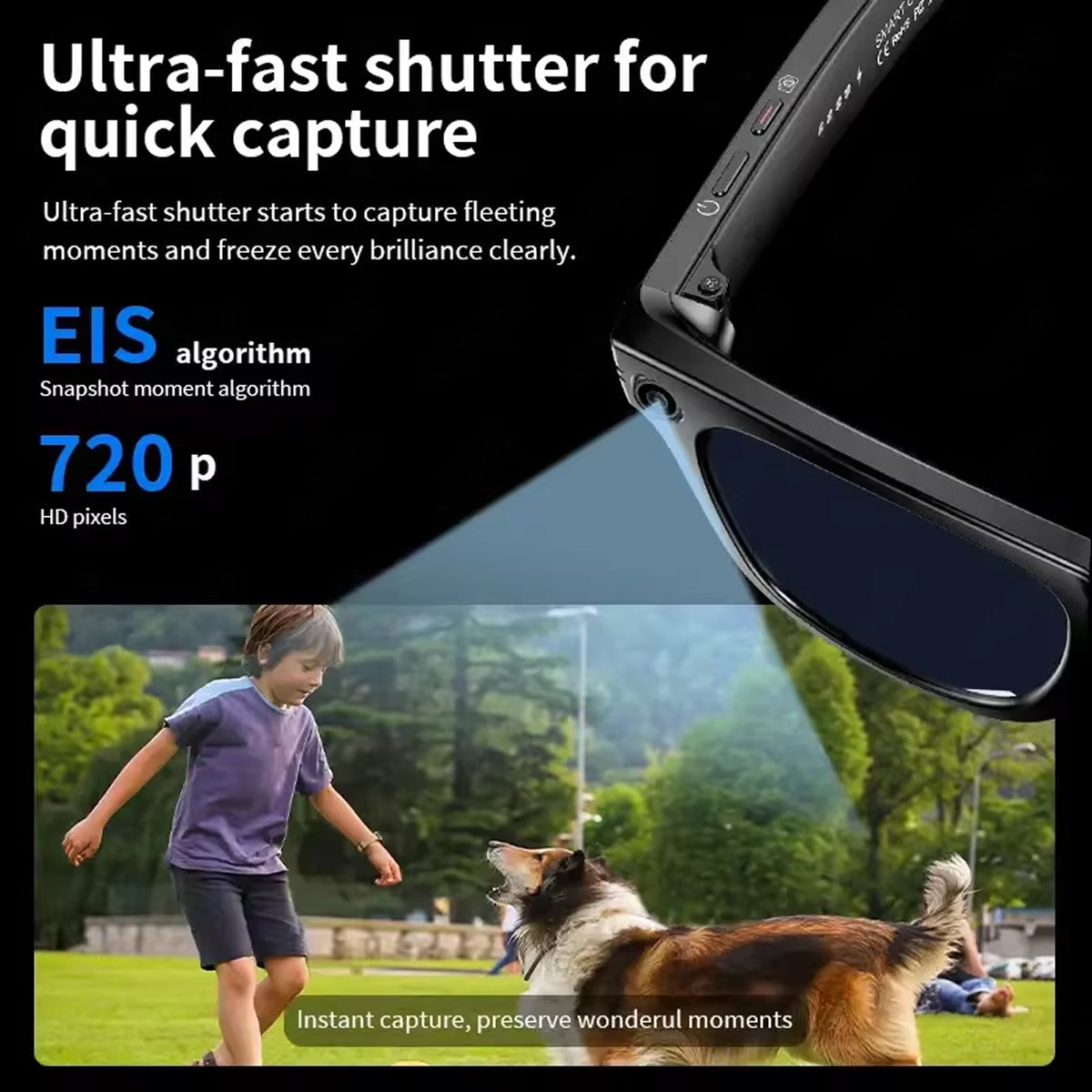 AuraLens Smart AI Glasses – Open-Ear Audio, Voice Assistant Integration & Polarized Anti-Blue Lenses