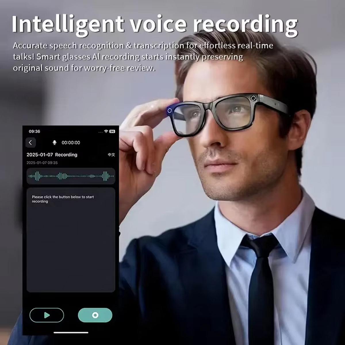 AuraLens Smart AI Glasses – Open-Ear Audio, Voice Assistant Integration & Polarized Anti-Blue Lenses