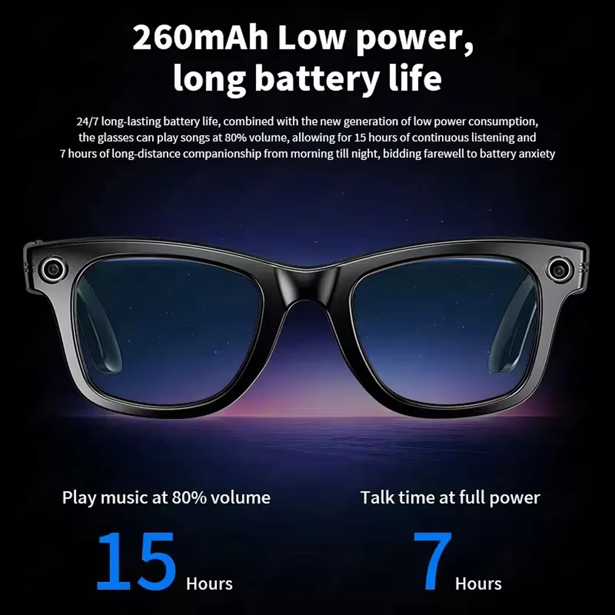 AuraLens Smart AI Glasses – Open-Ear Audio, Voice Assistant Integration & Polarized Anti-Blue Lenses