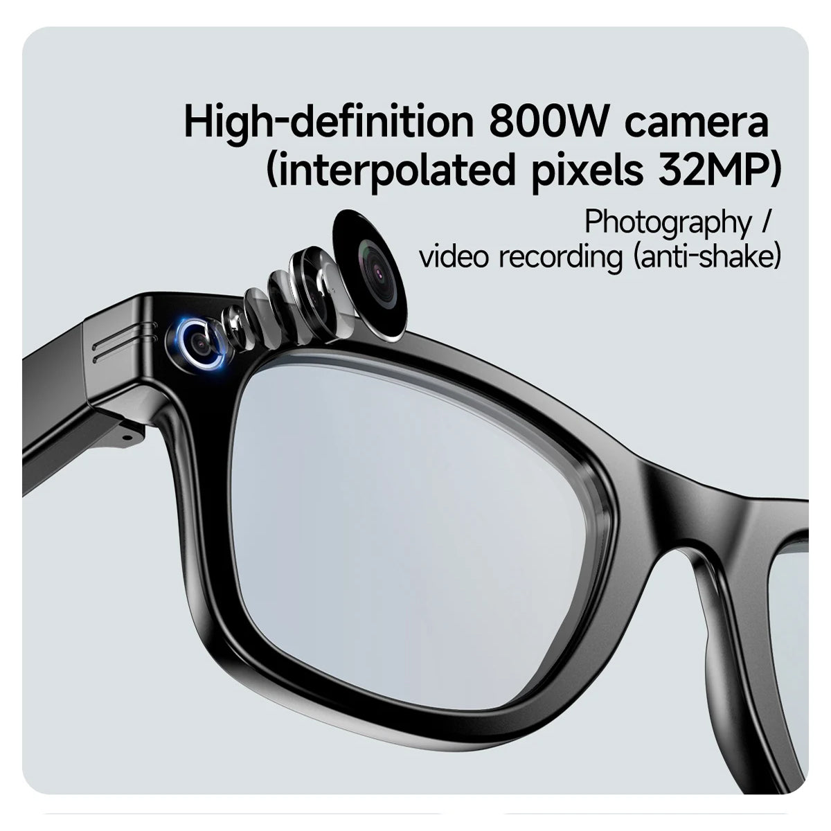 AuraLens Smart AI Glasses – Open-Ear Audio, Voice Assistant Integration & Polarized Anti-Blue Lenses
