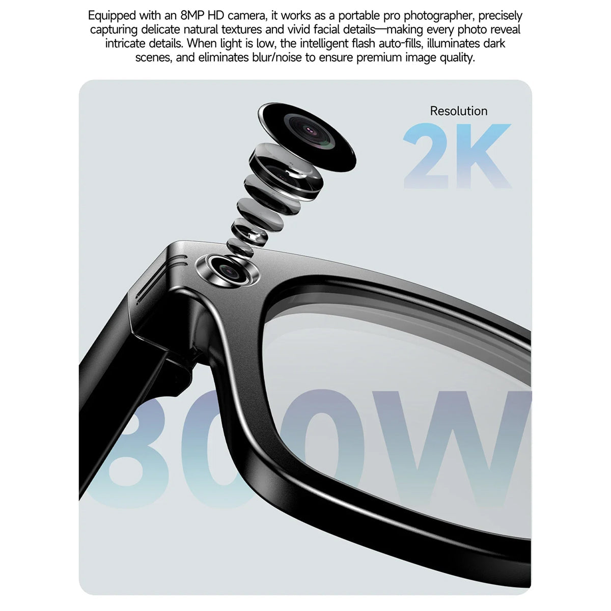 AuraLens Smart AI Glasses – Open-Ear Audio, Voice Assistant Integration & Polarized Anti-Blue Lenses