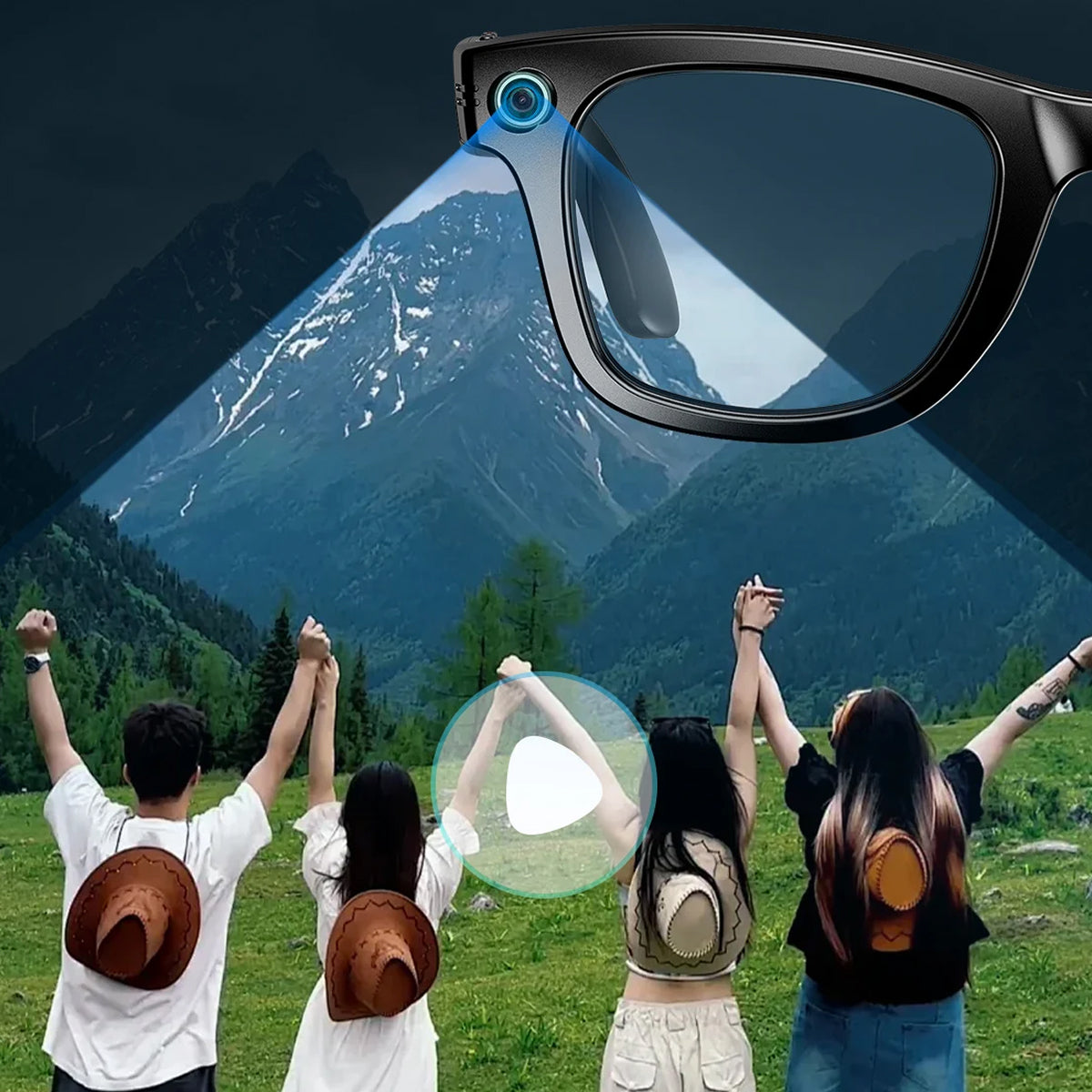 AuraLens Smart AI Glasses – Open-Ear Audio, Voice Assistant Integration & Polarized Anti-Blue Lenses