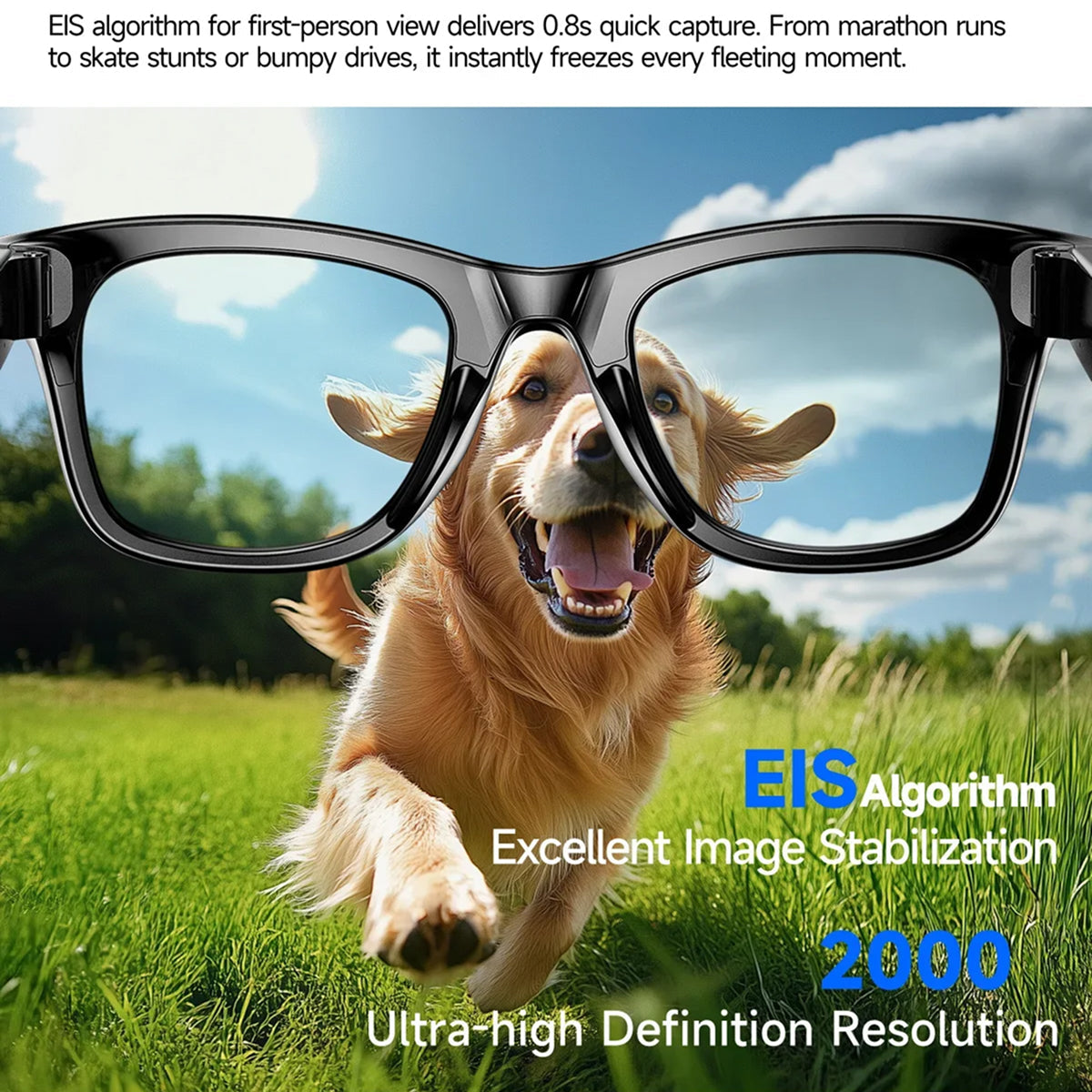 AuraLens Smart AI Glasses – Open-Ear Audio, Voice Assistant Integration & Polarized Anti-Blue Lenses