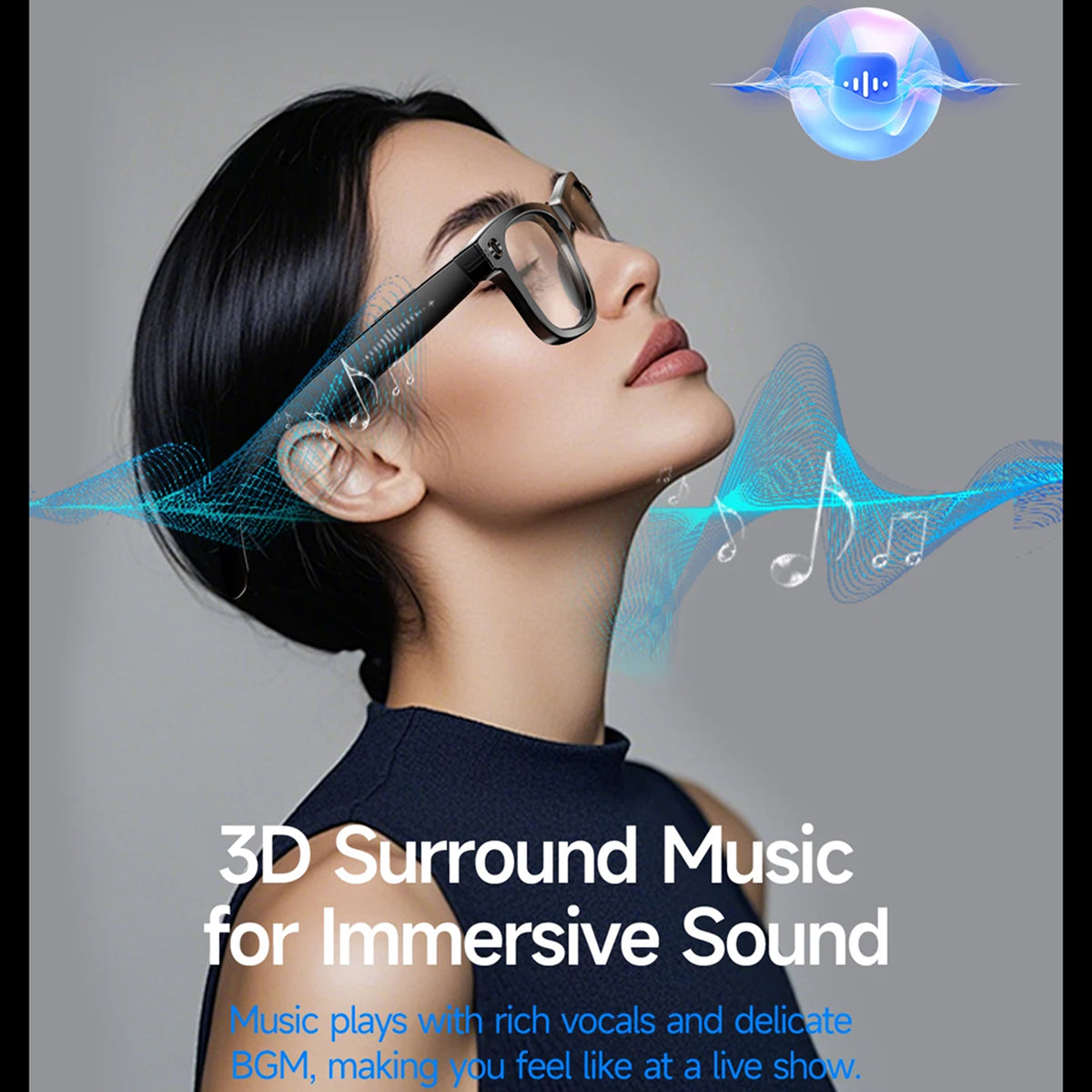 AuraLens Smart AI Glasses – Open-Ear Audio, Voice Assistant Integration & Polarized Anti-Blue Lenses