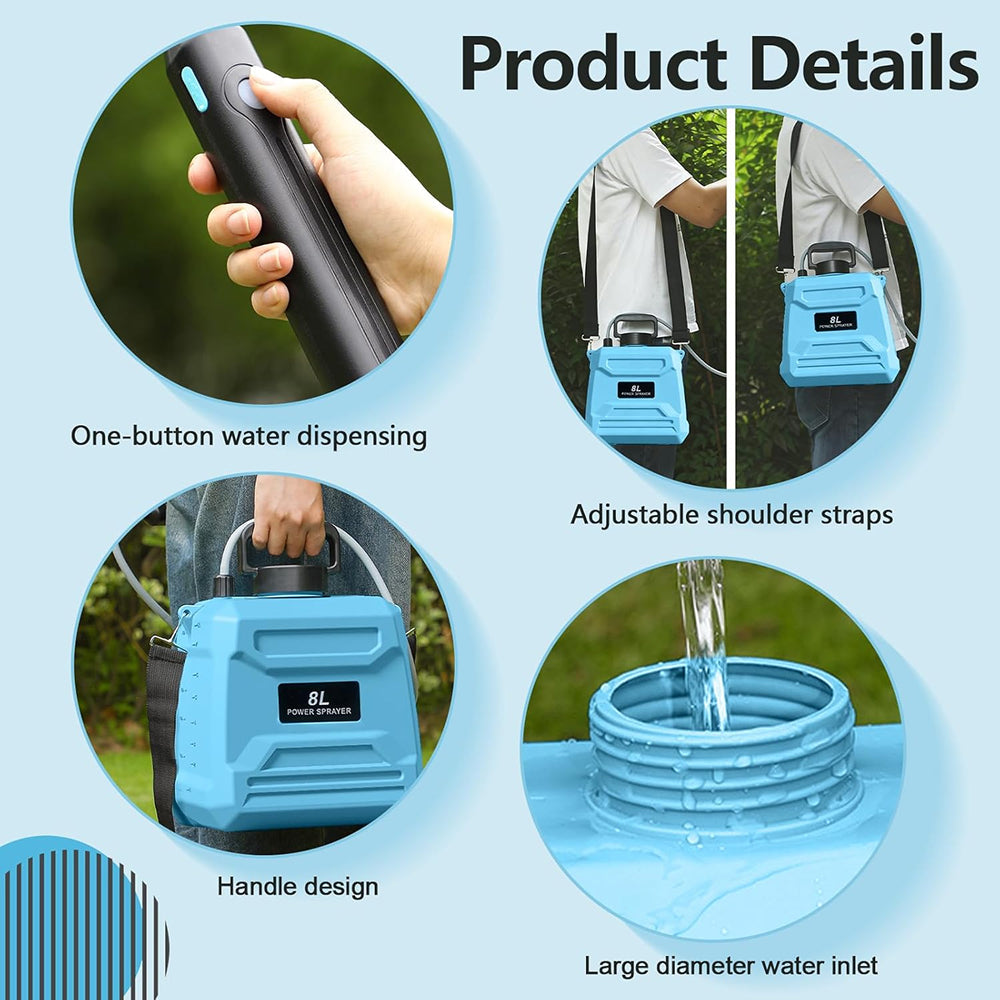 AvilMarsh 8L Electric Backpack Sprayer - Battery Powered Yard Care
