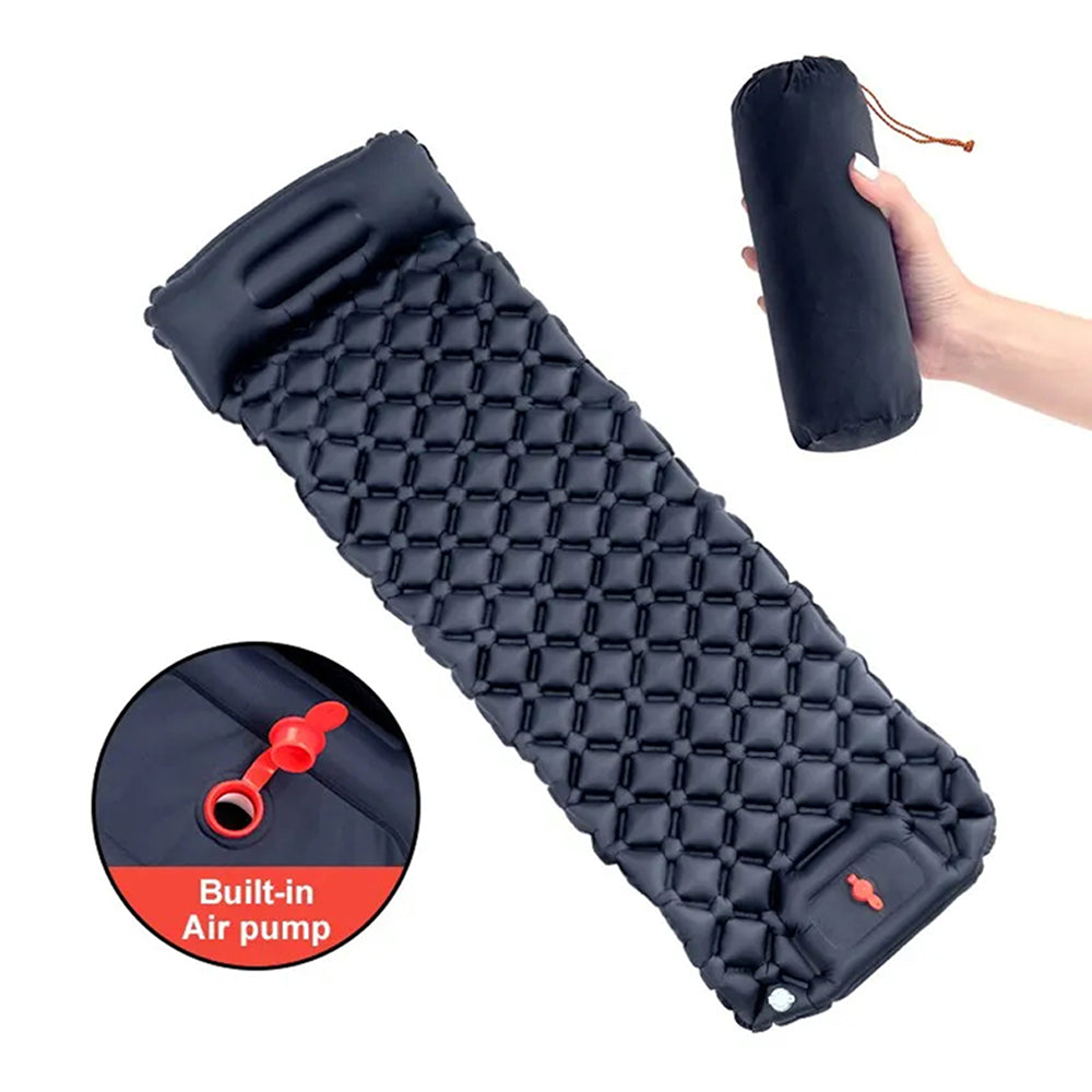 BaSlipix Backpacking Sleeping Pad – Integrated Foot Pump, Built-in Pillow & Compact Lightweight Design