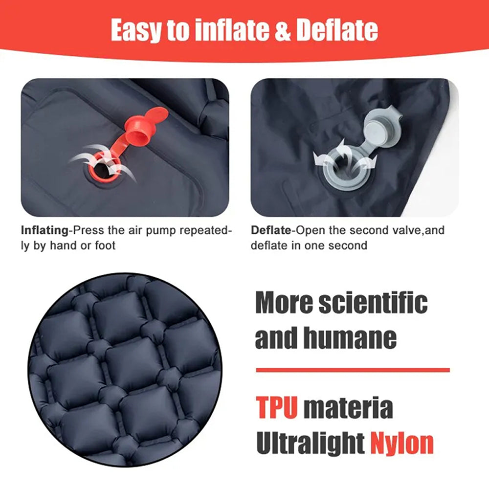 BaSlipix Backpacking Sleeping Pad – Integrated Foot Pump, Built-in Pillow & Compact Lightweight Design