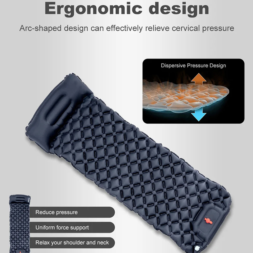 BaSlipix Backpacking Sleeping Pad – Integrated Foot Pump, Built-in Pillow & Compact Lightweight Design