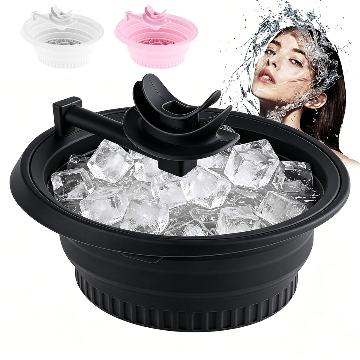 BatixFaci Face Ice Bath with Breathing Tube Collapsible Skin Icing Basin