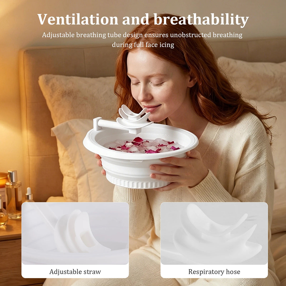 BatixFaci Face Ice Bath with Breathing Tube Collapsible Skin Icing Basin