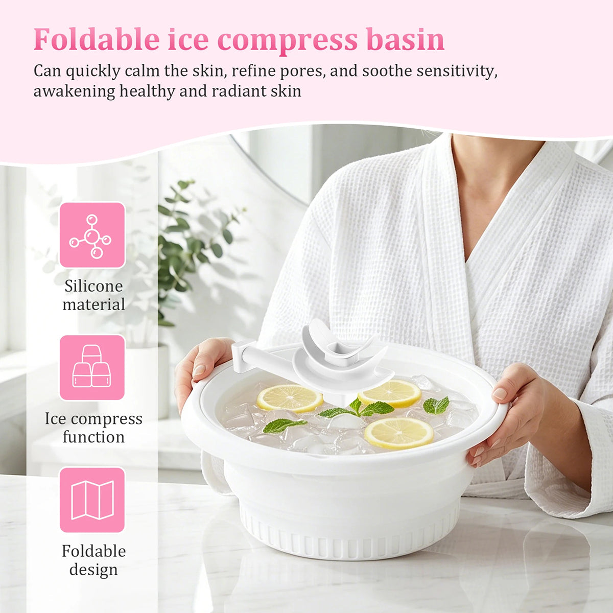 BatixFaci Face Ice Bath with Breathing Tube Collapsible Skin Icing Basin