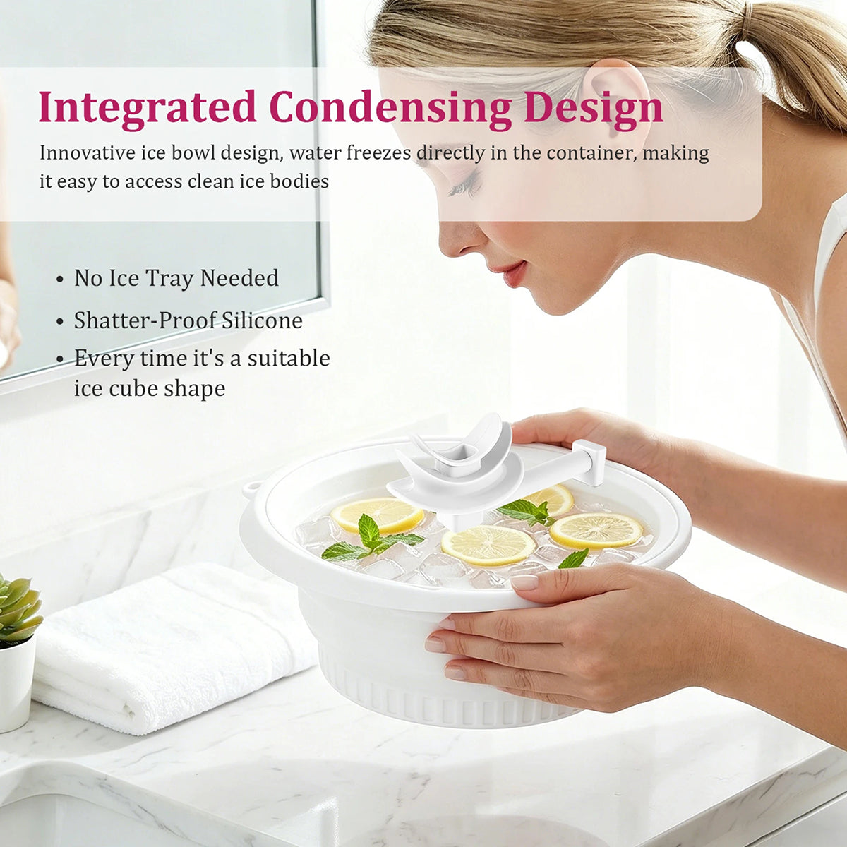 BatixFaci Face Ice Bath with Breathing Tube Collapsible Skin Icing Basin