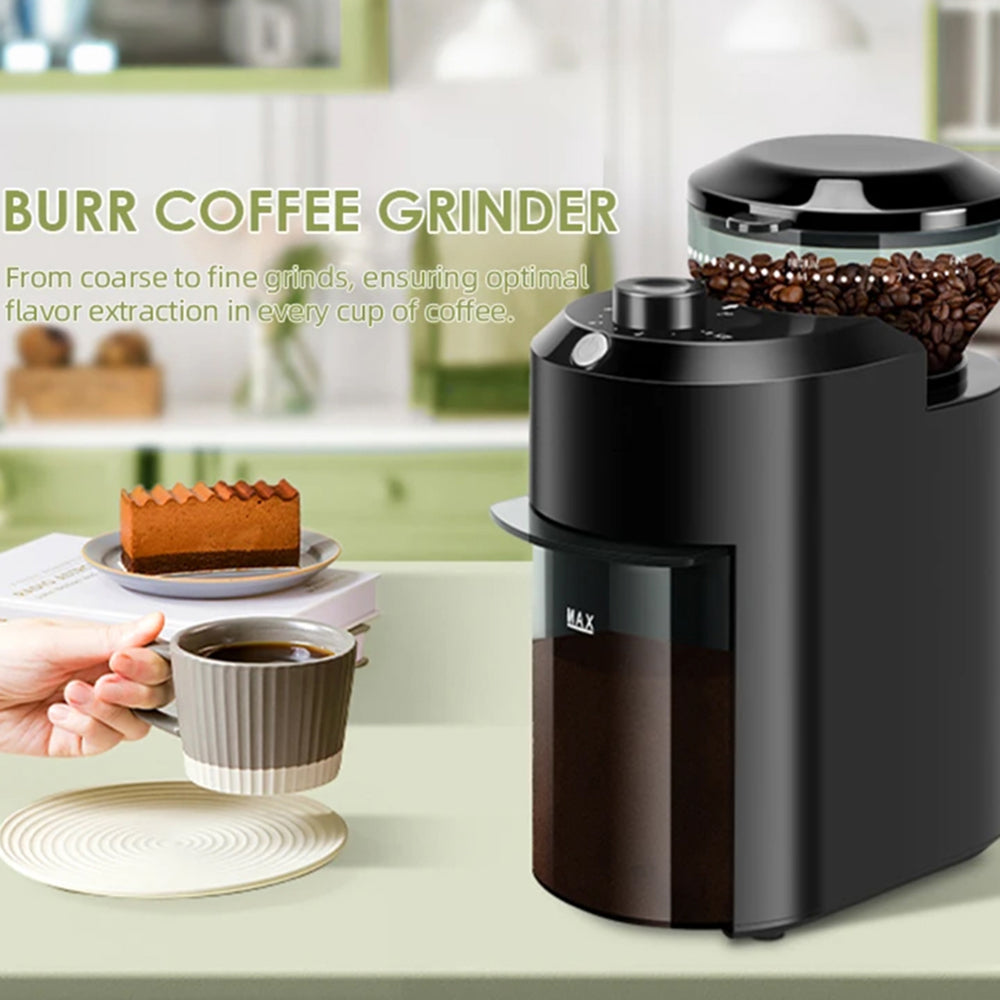 BrewixMi Electric Burr Coffee Grinder – 25 Precise Grind Settings, 12-Cup Capacity & Safety Lock